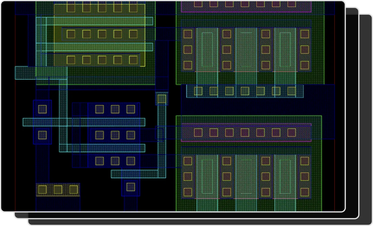 A graphic showing a stack of GDS file screenshots represents a library of probe designs.