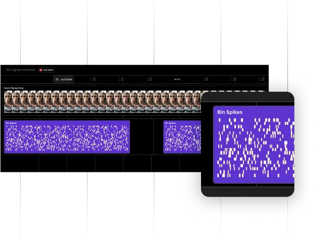 A timeline of a camera datastream and a spike detection datastream.